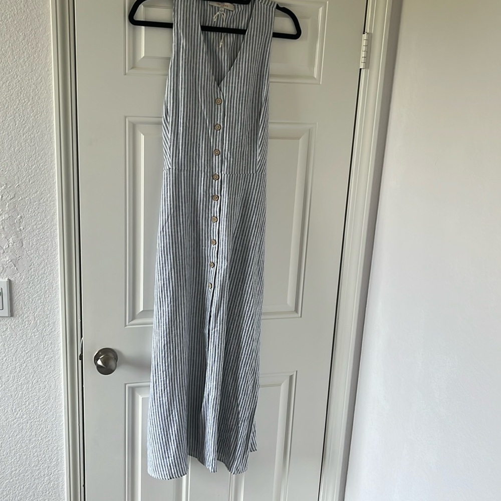 Casa Cabana Linen Stripe Maxi Dress Large